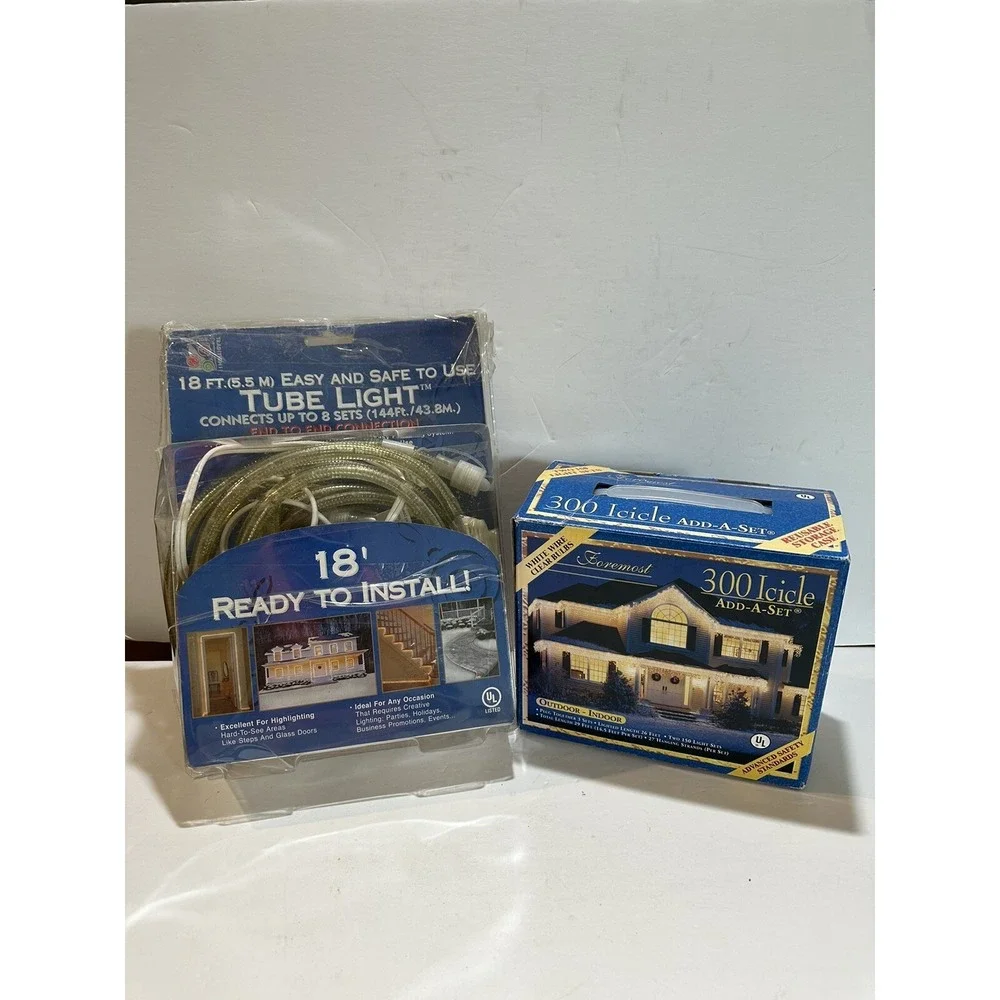 Foremost 300 Icicle Add A Set outdoor Christmas lights 29ft + 18 feet tube light